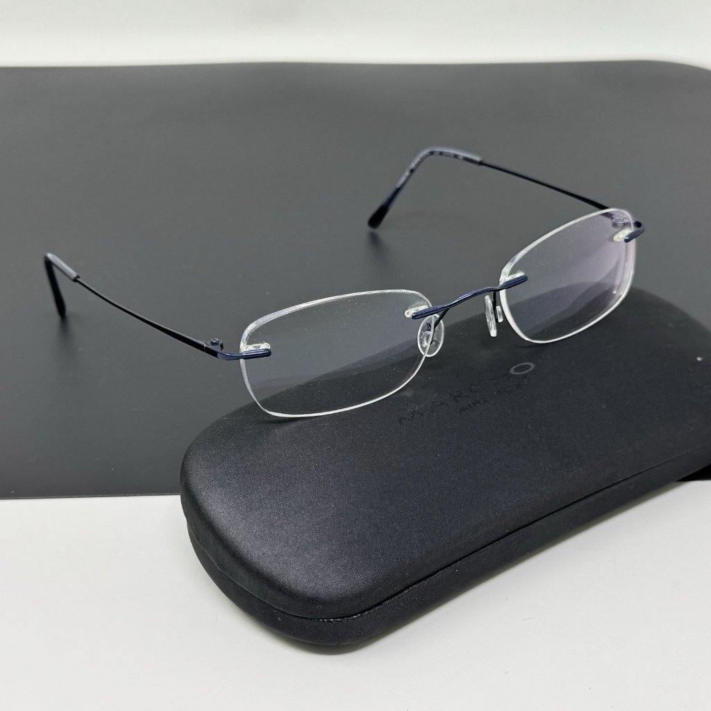 Airlock Eyeglasses Seven Sixty 412 Titanium 135 Navy Blue Bridge 21mm Rimless